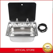 Stainless Steel Campervan Sink Tempered Glass Lid  w/ Glass Lid Stainless