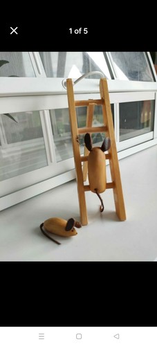 Hand made wood carved mice - made,