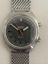 OMEGA Geneve Chronostop 145.009 Manual Wind Black Dial Mesh Bracelet