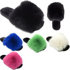 Womens Warm Faux Fur Winter Ladies Slip On Mules Indoor Bedroom Sliders Slippers