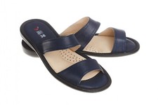 WOMENS LADIES REAL LEATHER BEACH HOLIDAY SUMMER FLIP FLOPS SANDALS BLUE