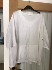 Linen White v neck tunic smock