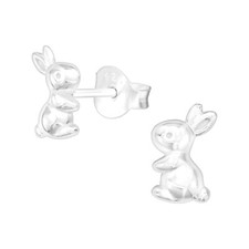 Bunny Rabbit 925 Sterling Silver Ear Studs Pair of Earrings Jewellery 