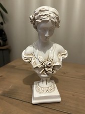 Large Resin Antique Style Draped Ornate Pillared European Goddess Bust Floral 