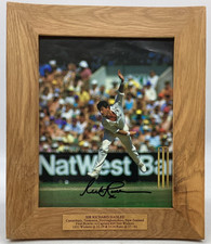 Sir Richard Hadlee In Action, Gold Plaque Of Career Record - Signed & Framed