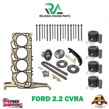 FORD FOCUS 2.2 CVFF CVRA TIMING CHAIN KIT WITH HEAD GASKET BOLTS AND PISTONS SET