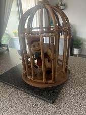 Rare Disney Pinocchio And Jiminy Cricket Bamboo Cage