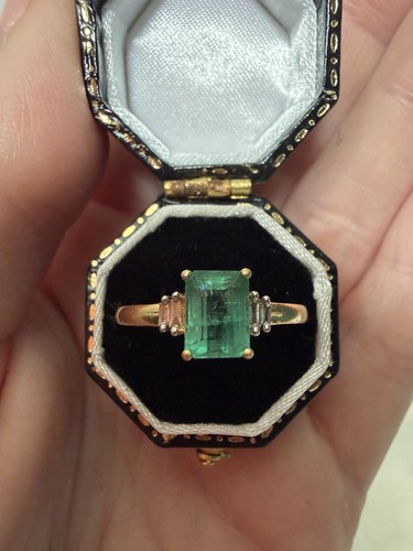 Emerald and diamond 18ct - and,