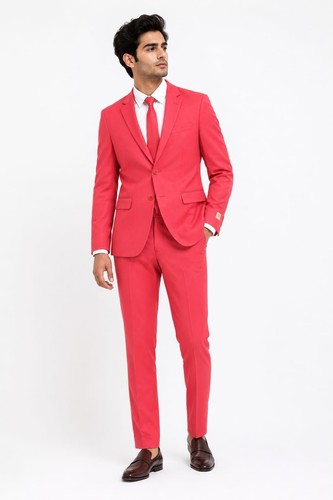 Pink mens suits shawl lapel - lapel, 3