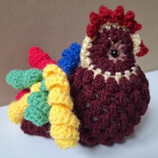 EASTER HANDMADE CROCHET  CHICKEN ROOSTER MIX COLOURS DECORATION 