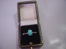 Stunning Solid Silver Ring-GENUINE SLEEPING BEAUTY TURQUOISE Size p1/2