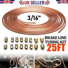 Flexible Copper Brake Pipe Hose Line 25ft Roll 3/16" Fittings Tubing Kit 16 Nuts