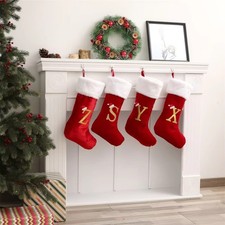 A-Z Christmas Stocking Knit Sock Santa Candy Gifts Bag Xmas Tree Hanging Decor
