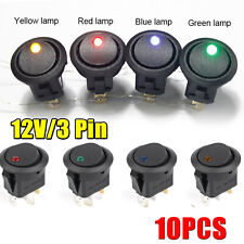 10x Led 12 v Volt Illuminated Round Car Van Dash Mount ON/OFF Rocker Switch UK
