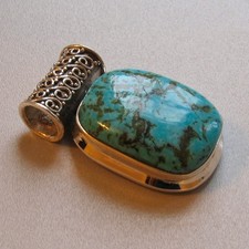 Real turquoise pendant - real, in