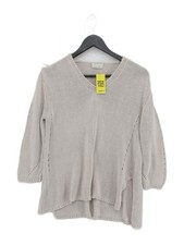 Wrap Women's Jumper UK 14 Cream 100% Cotton V-Neck Pullover