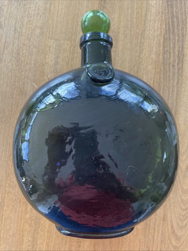 Vintage green glass stoppered - glass,