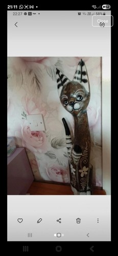 Wooden cat ornament tall - cat,