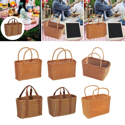 Woven basket with handle - with,