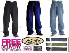 Bleubolt Mens Denim Skater Jeans 20 inch hem Big Size Baggy Loose Trousers