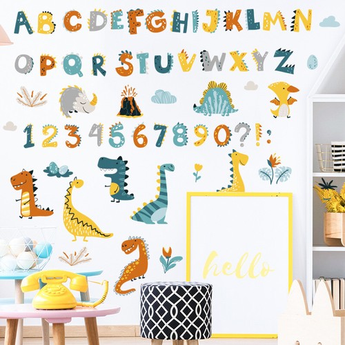Dinosaur cartoon alphabet wall - dinosaur,