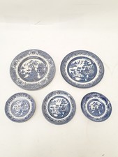 Bundle of Churchill and Old Willow Blue and White Plates - 14 Pieces