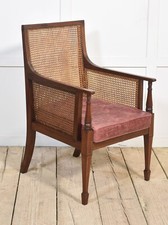 Antique Mahogany Inlaid Bergère Armchair | 19th Century Elegance