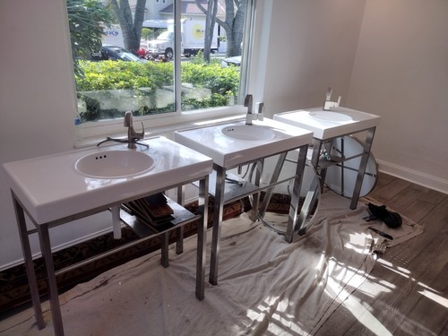 Three white porcelain - , vanities