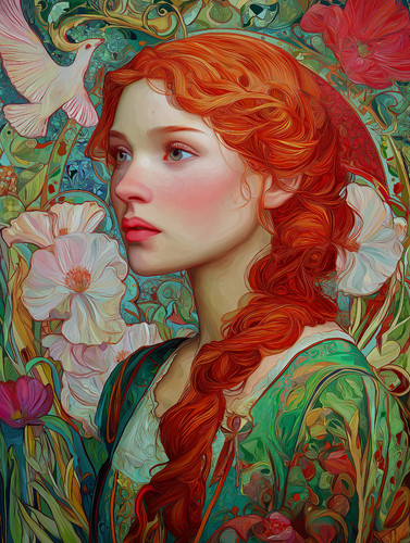 Art nouveau redhead woman - nouveau,