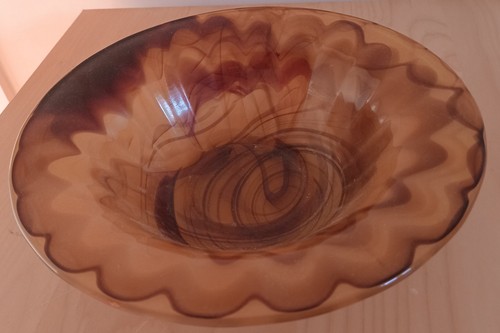 Amber brown glass - glass, dish