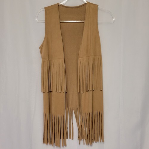 Tan fringed open - fringed, front