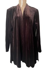 NWT Laura Ashley Velvet BROWN OAK Open Front Cardigan Coat REG$118 MED