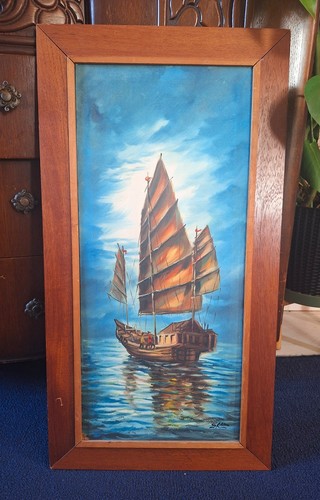 1960s retro seascape oil - seascape,