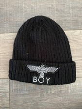 BOY LONDON Black Ribbed Beanie Hat One Size
