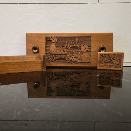Walnut desk set duck - set,