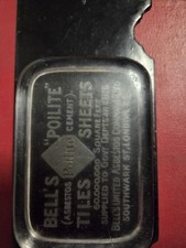 Vintage Glass Paperweight Bell's "Poilite" asbestos cement advertising