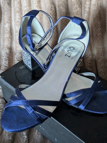 Quiz silver blue strappy mid - silver/blue,