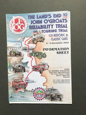 2003 Land's End to John O'Groats Reliability and Touring Trial Information Sheet