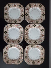 6 Antique Gladstone  Pottery China Side Square Plates Imari