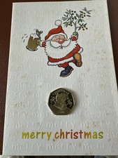 1992 Gibraltar 50p Fifty Pence SANTA CLAUS, UNC, Christmas Coin. AA