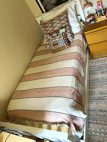 White painted wooden trundle - painted,