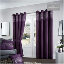 FAUX SILK EYELET CURTAINS