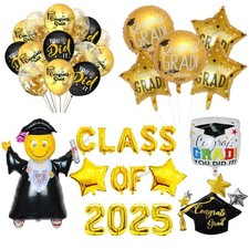 Graduation Decorations Congrats Class Prom 2025 foil Balloon Banner Cake Toppers