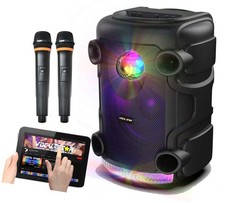 Vocal-Star Karaoke Machine Speaker Bluetooth 12" 300w 2 Microphones Disco Lights