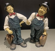 READ DESCRIPTION 2 Vintage Laurel & Hardy Rare Resin Figures Ornament Statues