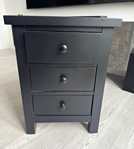 Black three drawer side table - black,