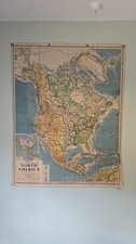 Vintage School MAP of NORTH AMERICA 1955 - Orginal Vintage Map