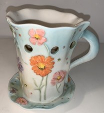 Yankee Candle Coffee/Tea Cup Wax Melt Butterfly Flower Design Water Garden