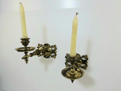 Pair brass victorian piano - pair,