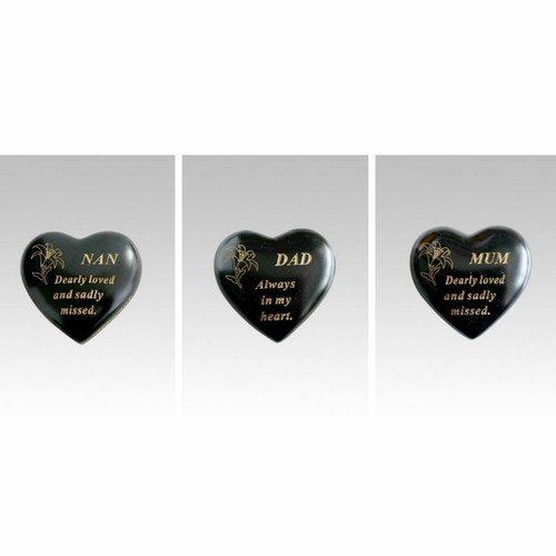 Black gold lily heart stone - black,
